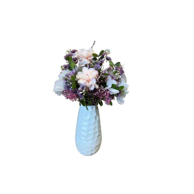 Vase décoratif blanc canard avec fleurs artificielles